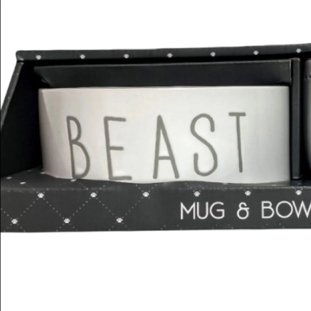 NIB Mug and Pet Bowl Set, “BEAUTY“ & “BEAST”